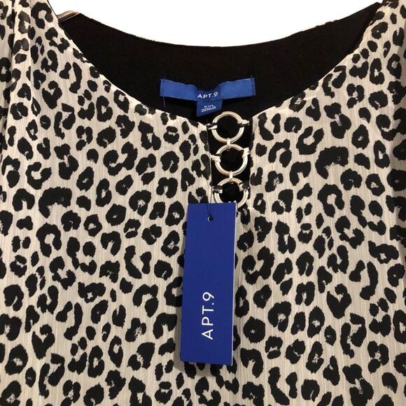 Apt. 9 Leopard Cheetah Print Open Shoulder Overlay Blouse Size XXL NEW - Picture 2 of 9